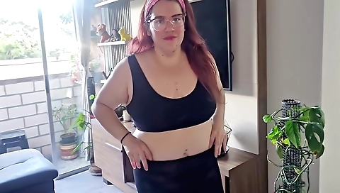 Big butt indian chick in leggy lingerie enjoys solo fun