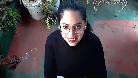 Indian brunette with small tits gets fucked on the rooftop