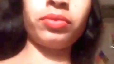 Busty brunette in lingerie naked in solo webcam video