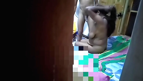 Amateur brunette sex session with her lover on the couch