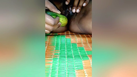 Indian girl with a big vibrator is playing with her pussy
