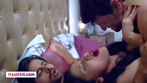 Hot brunette hottie with big boobs is getting fucked