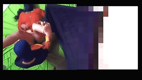 Indian girl with brown hair plays with her boyfriend's cock