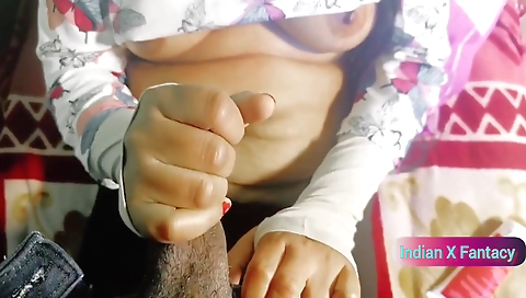 Indian chick giving a handjob video with a nice body