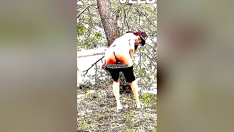 Solo female in outdoors moves her body freely on the outdoor