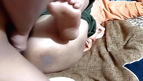 Indian teen with small tits is making out with a guy