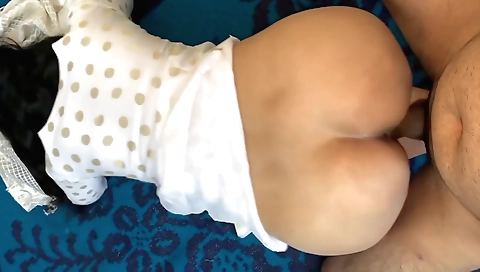 Hot brunette stepsister in red dress is getting fucked