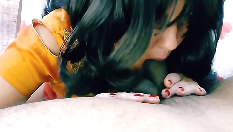 Cute brunette amateur video showing her sucking and fucking