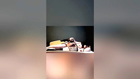 Busty brunette wife plays with her pussy and big dick