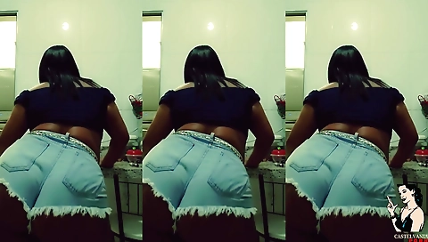 Brunette babe is showing off her body on a solo video