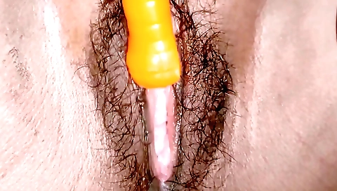 Indian girl with a hairy pussy masturbating close up
