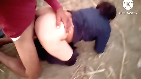 Indian teen 18+ girl riding her boyfriend outdoors