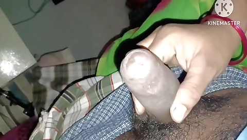 Indian girl with a hot face and a hot body is having a handjob