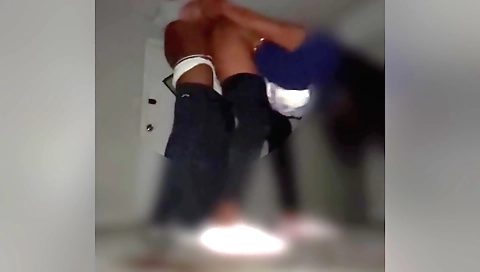 Amateur brunette sucking his camera as he waits on her