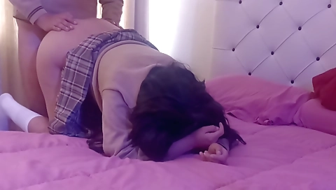 Indian brunette gets horny in her room and her lover 1s