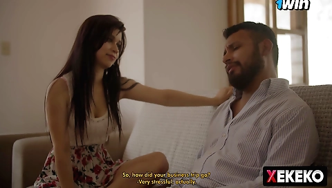 Indian teen brunette has sex with her boyfriend in front