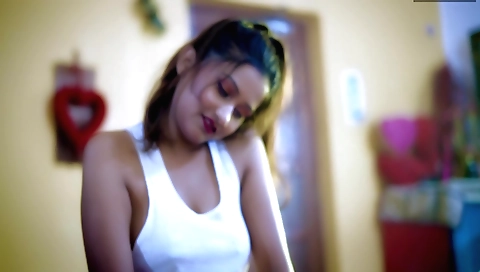 Sexy brunette with big boobs gets fucked in her bed