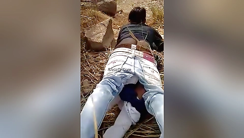 Indian slut in a bikini gets naked and fucks outdoors