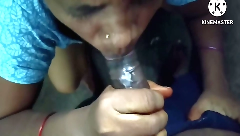 Indian girl with tiny tits is licking pussy for dick