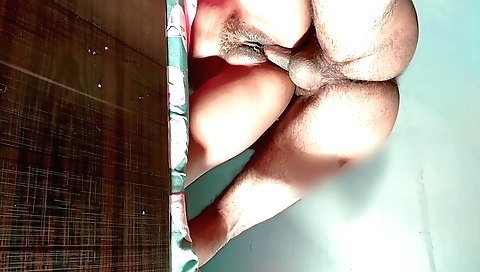 Indian teen 18+ with small tits in black and white shorts