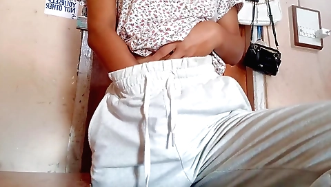 Hot solo female dancing with herself with her body