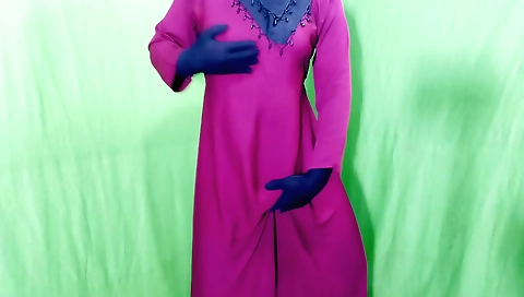 Sexy Indian girl on the bedroom TV shows off her body