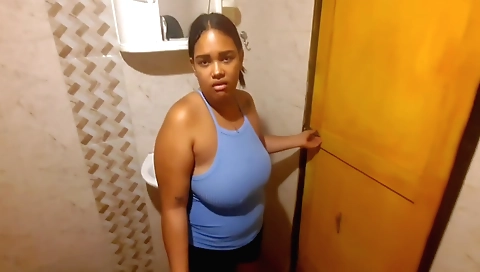 Indian stepbrother and his hot stepdaughter in the bathroom