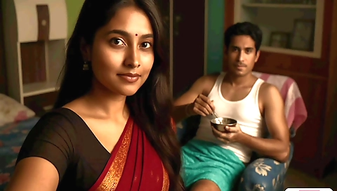 Indian couple has a fun time outdoors in their home