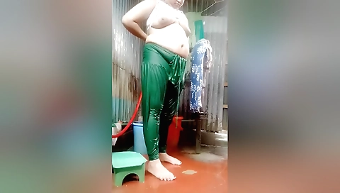 Big boobed brunette shows off her body in the sauna