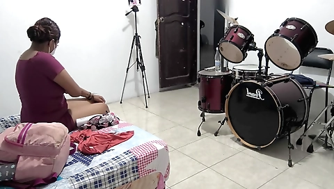 Indian girl uses lotion to give her skin a nice glow