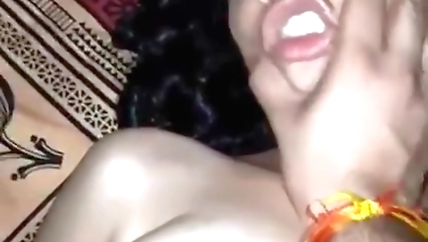 Indian busty babe in a white dress moans during sex