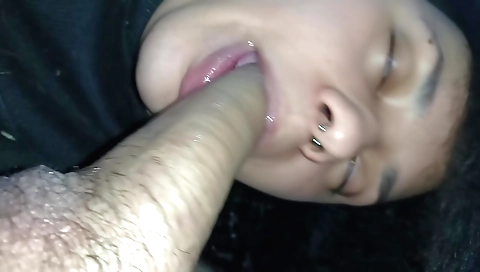Indian big-tittied woman with a nice mouth suck a big dildo