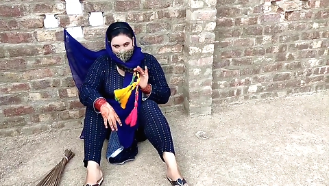 Indian chick in black suit is going to make out with the guy