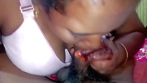 Hot indian babe fucks her big boobed husband at home
