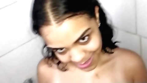 Stepbrother comes to shower my pussy after a long day