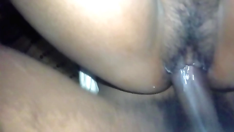 Hairy girl with a nice long hair makes out with her lover's dick