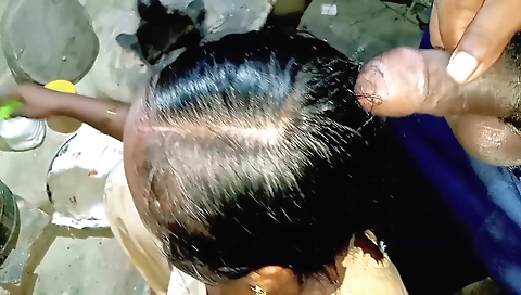 Stepmother bathes her stepdaughter with love in the morning