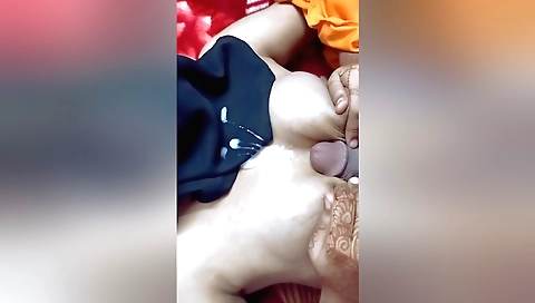 Muslim girl with a tight pussy sucking and getting cum in her body