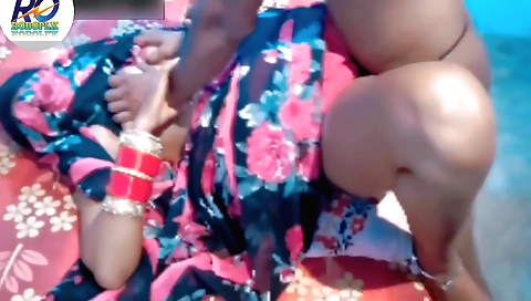 Bhabhi in red saree was horny and had fun with a black cock