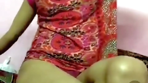 Indian tattooed amateur girl showing her fingers in yoga