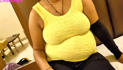 Indian brunette with big natural tits and hairy pussy