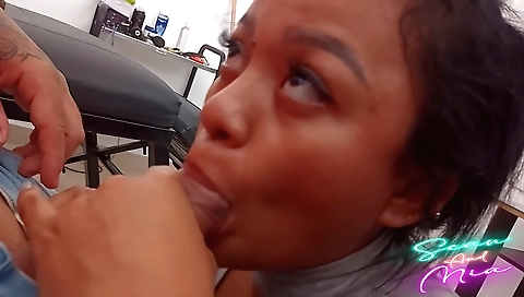 Horny stepsister wants to try out her husband's cock in her mouth