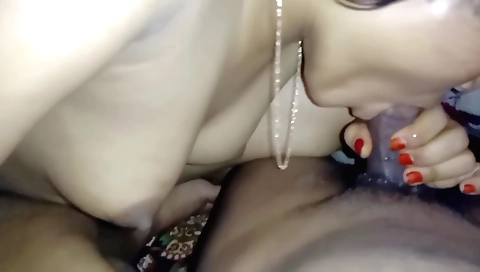 Indian girl giving a handjob and touching her pussy