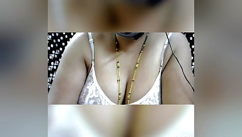 horny indian brunette getting pounded with a huge black dildo